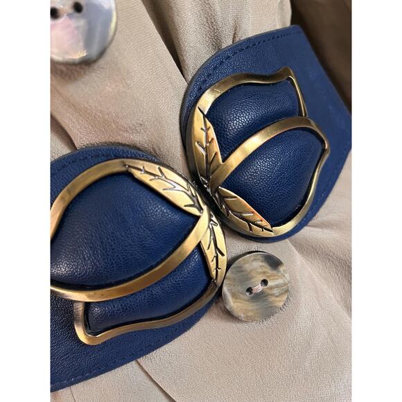 Vintage elastic belt in navy blue, size M - Picture 3 of 5